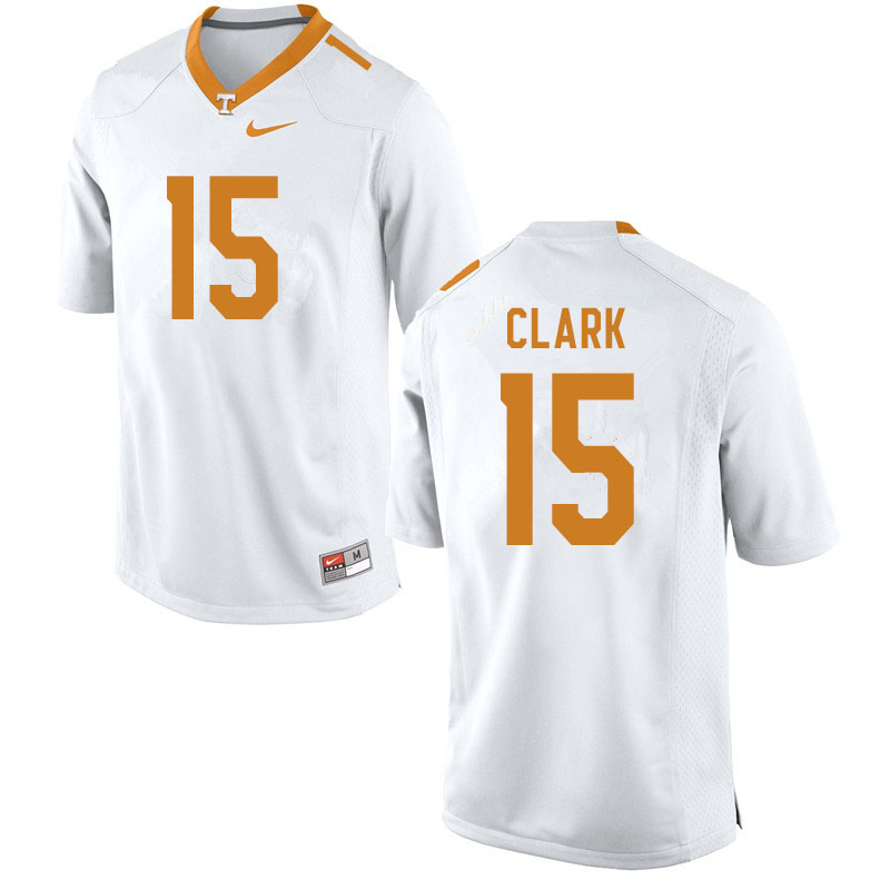 Men #15 Hudson Clark Tennessee Volunteers College Football Jerseys Sale-White - Click Image to Close